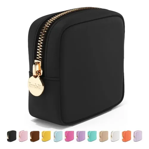 Bolsa De Maquillaje Embla, Bolsa De Nailon Con Cierre, Negra