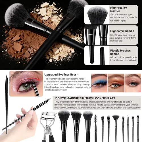 Kit De Maquillaje Negro Hghdbt De 51 Piezas Con Brochas Y Es