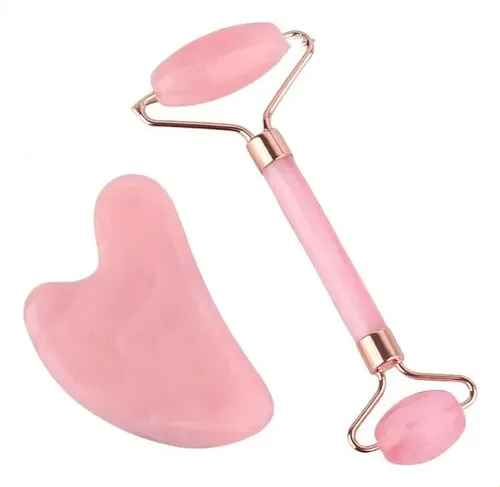 Rodillo De Resina Natural Y Tabla De Gua Sha En Forma De Cor