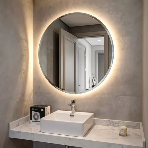 Espejo Biselado Luz Led 90cm Espejos Redondo. Design Forever