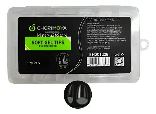 Tips Soft Gel Cherimoya Coffin Cortas Caja X120u
