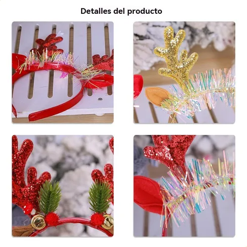 Cinta De Campanas Navidad Con Astas Brillantes Chica ,