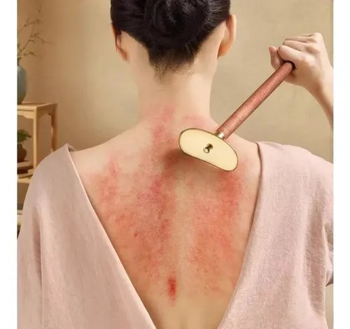 Herramienta Gua Sha De Latón Con Mango Largo En La Parte Tra