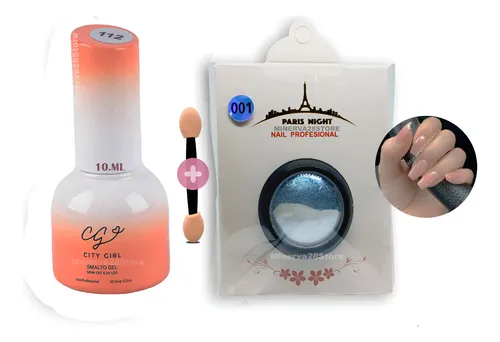 Kit Esmalte Cover City Girl 10ml + Polvo Perlado Paris Night