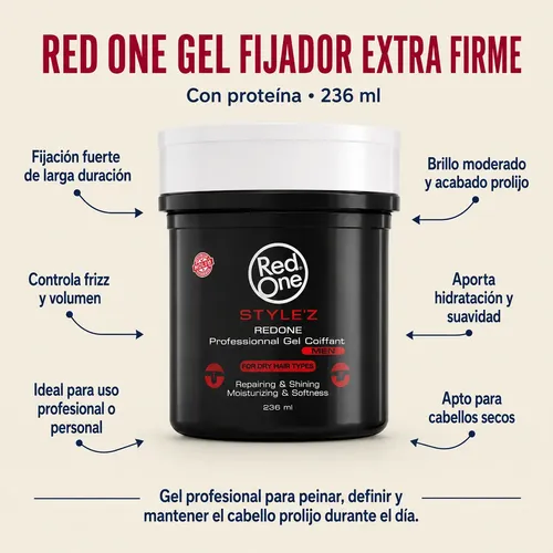 Red One Gel Fijacion Extrema Con Proteina 236ml Style Z