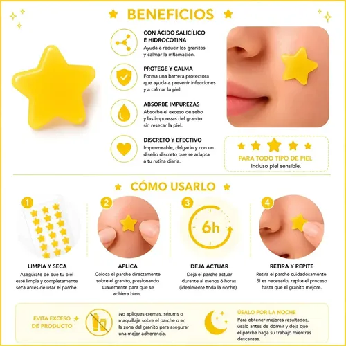 Parche Para Granos Elimina Acne Forma De Estrella 40unidades