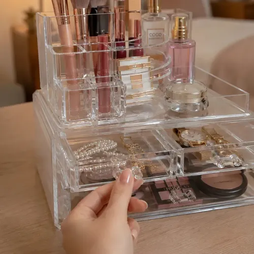 Organizador Acrílico Maquillaje Accesorios 12 Divisiones Cómoda Dormitorio