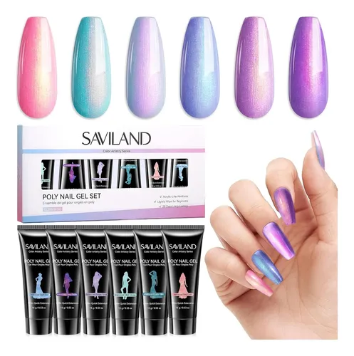 Conjunto Poly Gel Saviland 6 Colores 28 Días Uñas
