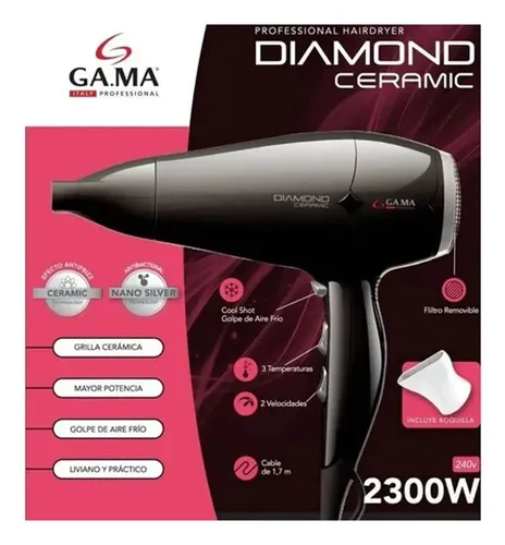 Diamond Ceramic Ion Secador De Pelo Gama Italy Negro 3c