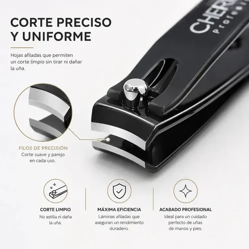 Cherimoya Alicate Corta Uñas Profesional Acero Manicura Color Plateado