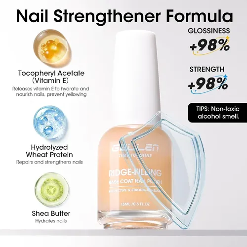 Esmalte De Uño Gellen Base Y Top Coat Anti-estrías Brillo
