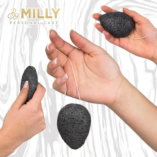 Esponja Facial Konjac Con Carbón De Bambú – By Milly