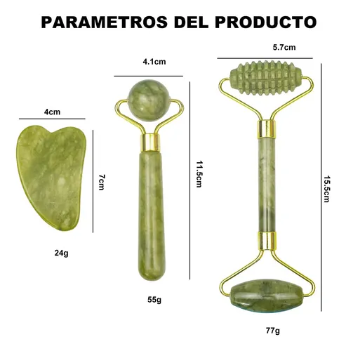 Masajeador Jade, Rodillo De Jade Natural Y Juego De Raspado