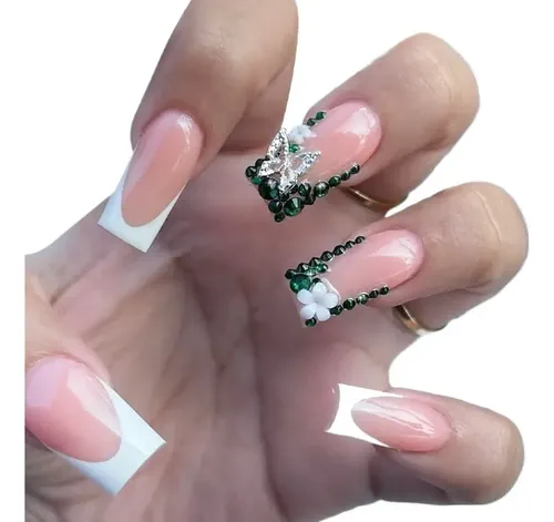 Dos Cajas De Uñas Postizas Con Bordes Blancos Y Rosa Estilo
