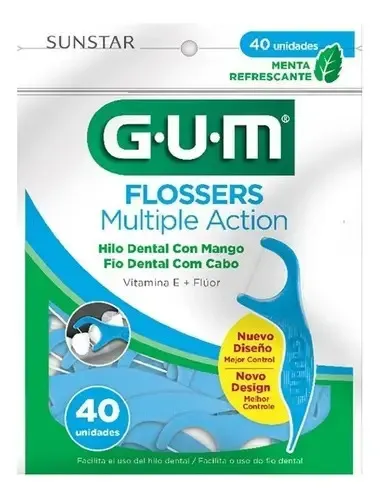 Mango con Hilo Dental GUM Flossers Múltiple Acción 40 piezas