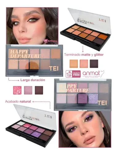 Paleta 10 Sombras Ojos Mixtas Happy Departure By Tei Make Up Color Modelo 1