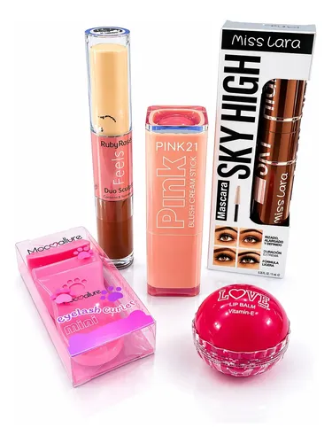 Kit Maquillaje Completo 5 Piezas Labios Ojos Rostro