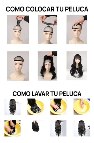 Peluca Larga Lacia Castaño Con Flequillo Fibra Simil Natural