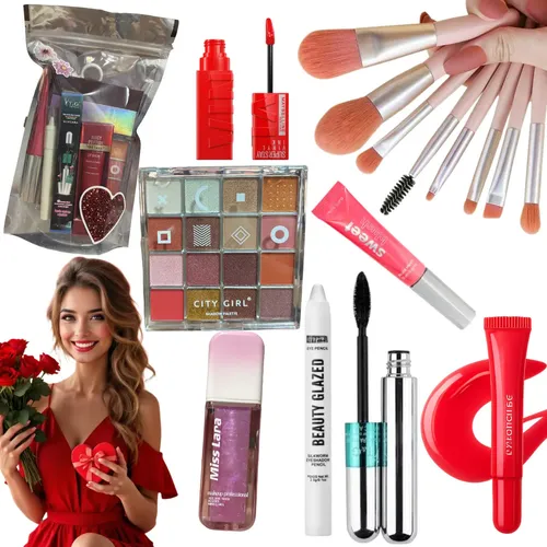 Kit De Maquillaje San Valentin Completo Con Brochas Y Paleta
