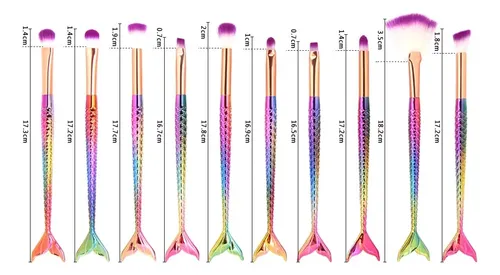 Set De Brochas De Maquillaje Tenmon Mermaid Eye, 10 Unidades