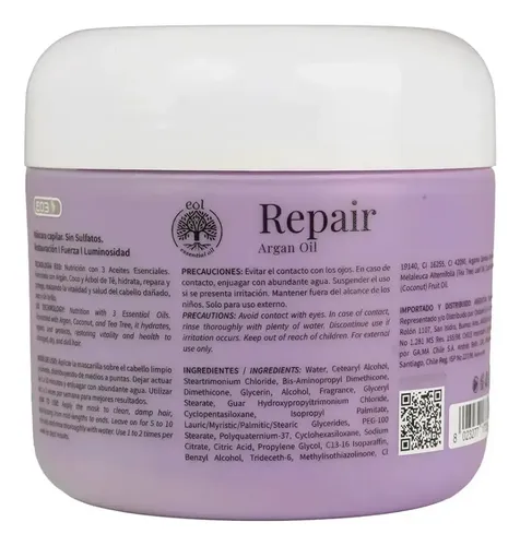 Máscara Capilar Repair Con Aceite De Argán 250ml