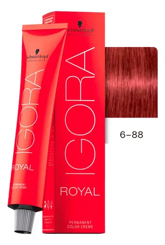 Tinte Para Cabello En Crema Igora Royal Profesional 60g 6-88 Rubio Oscuro Rojo Intenso