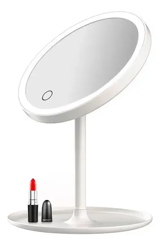 Espejo redondo de pie Sâmago Samago20 con luz fría de 29cm x 27.5cm con 18cm de diámetro corriente eléctrica marco blanco