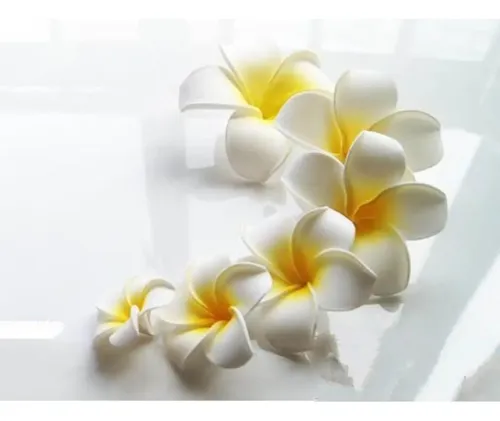 C Pinza For El Pelo Con Flor Plumeria Hawaiana (7 Cm)