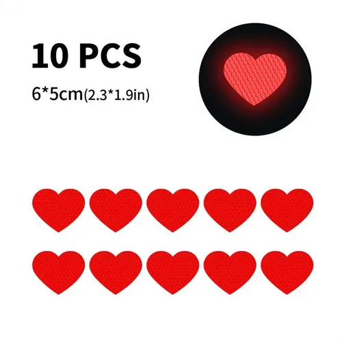 10 Reflective Heart Stickers Grid Glass Cover Stripe