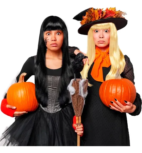 Peluca Larga Lacia Negra Halloween Bruja Deco506 Mala Terror