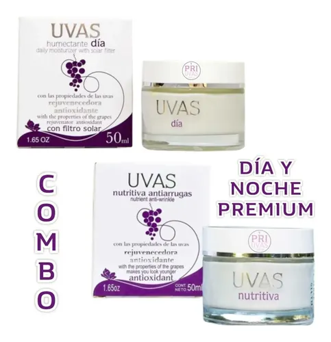 Combo Premium Humectante Dia/nutritiva Antiarrugas 50ml Uvas