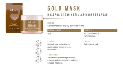 Idraet Gold Mascara Facial Oro Y Células Madre Argán 150g 3c