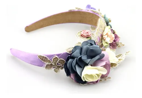 Vincha 3d Floral Bordada Encaje Diy Clip De Pelo