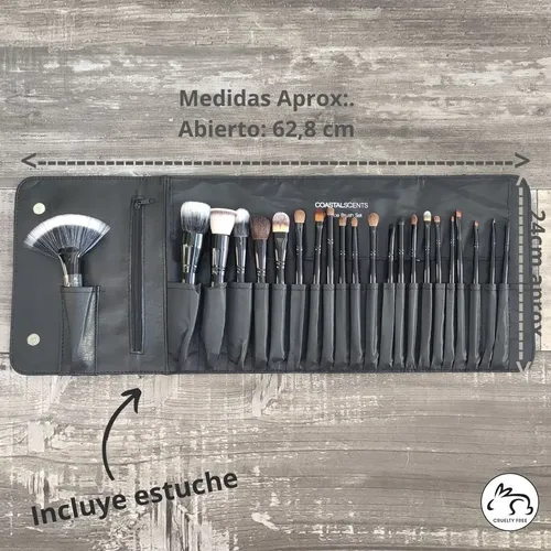 Coastal Scents BR-SET-011 Kit Set De 22 Pinceles Brochas Naturales y Sintéticas Color Negro