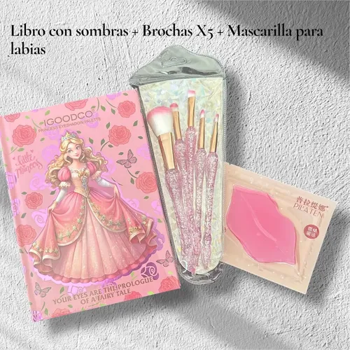 Kit De Maquillaje Libro Sombras Infantil+brochas+ Mascarilla