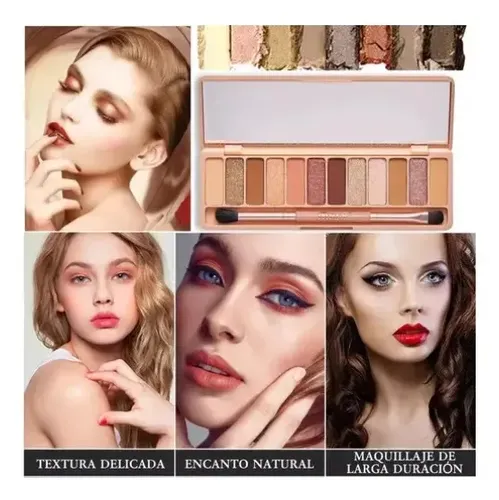 Sombra De Ojos 12 Tonos Satinados Maquillaje Larga Duración Color Tono 02
