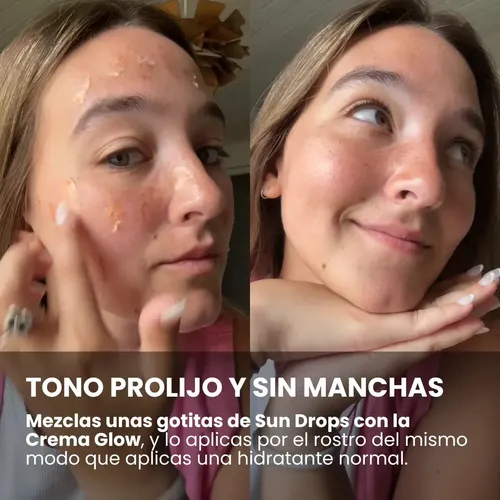 Combo Maquillaje Crema Glow Iluminadora + Bronceador Sun Drops Bronzer | Todo Tipo De Piel | Kit Día/noche