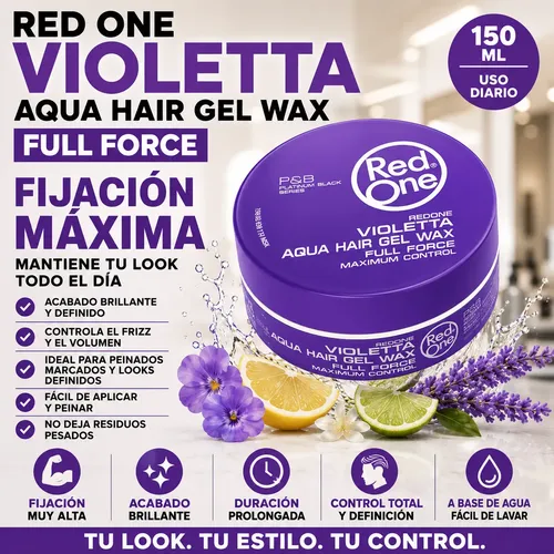 Red One Pomada Cabello Barberia Violeta Hair Gel Wax 150ml