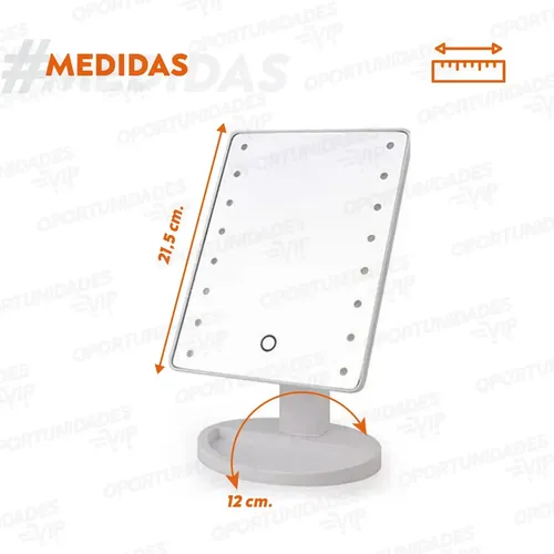 Espejo Rectangular Maquillaje 16 Luces Leds 360 A Pila