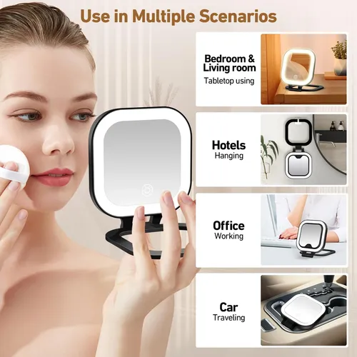 Espejo De Mano Gomipuru Travel Con Luz De Aumento De 1x/30x