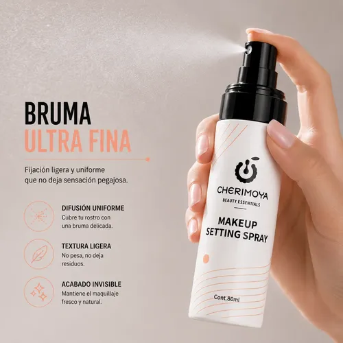 Cherimoya Setting Spray Fijador Maquillaje Profesional