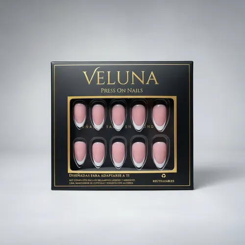 Uñas Press On Veluna – Soft Gel – Francesitas Clásicas 30u Almendra – Rosa Claro