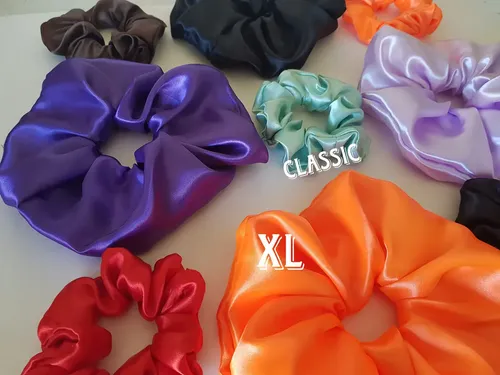 Scrunchie Saten,colita De Pelo Antifrizz,maxi Scrunchie Raso Azul Eléctrico