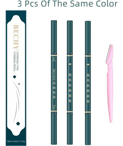 Lápiz De Cejas Bechy Marrón 3 Pcs Ultra Fino A Prueba De