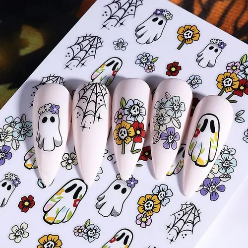 6 Uds Pegatinas De Uñas De Halloween Arte De Uñas Calavera