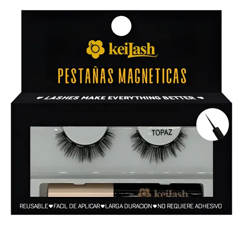 Kit Pestañas Magnéticas Keilash Topaz + Delineador Negro Resistentes Agua