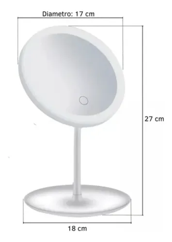 Espejo de Maquillaje Redondo LED Táctil Recargable DD2 17cm