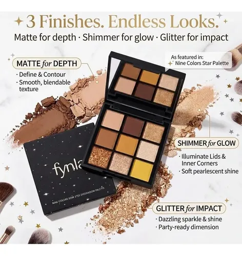 Paleta De Sombras 9 Colores Fynla Sunset Glow