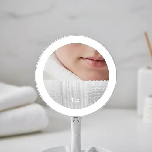 Espejo Doble Con Luz Led Y Aumento 10x Maquillaje