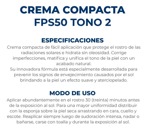 Dermaglós Solar Fps50 Facial Crema Compacta Color Tono 2